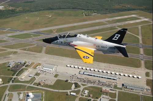 Jet in Flight at Naval Air Station Kingsville, Texas, a Client of Milton J. Wood Company